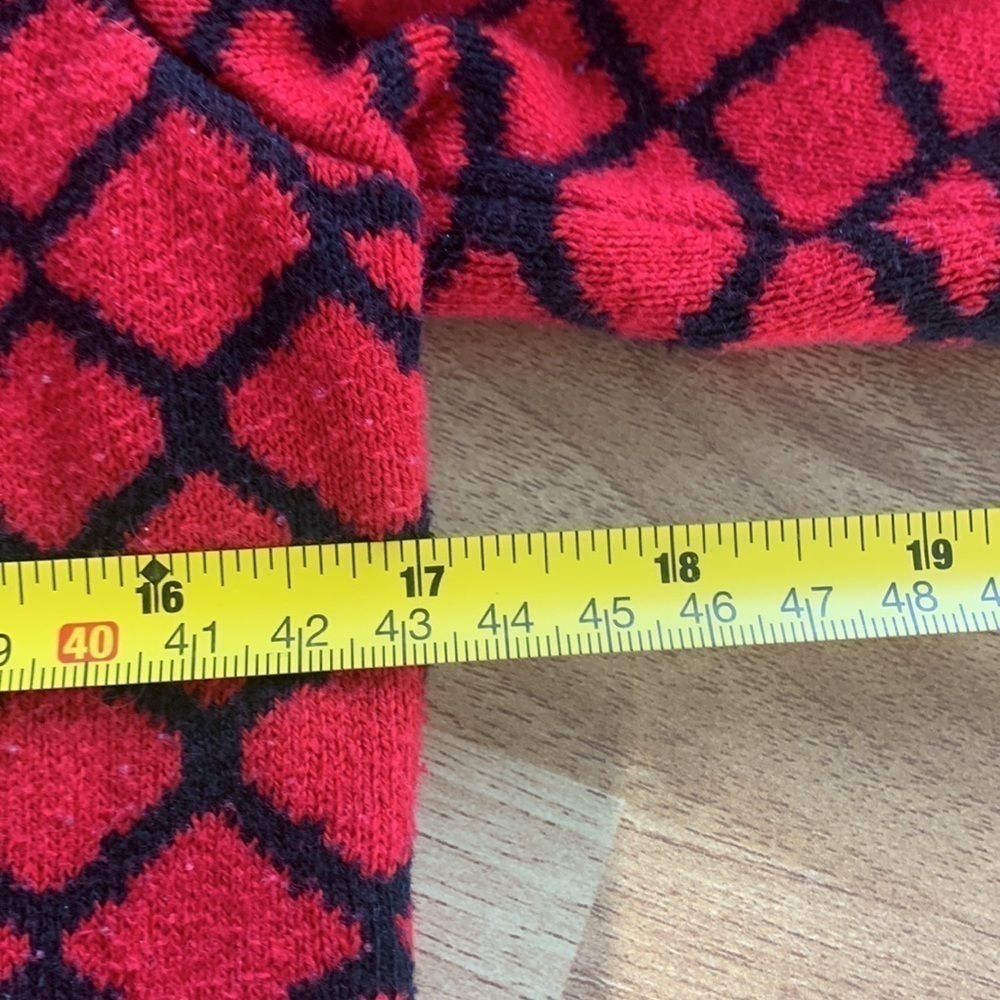 LIZ Claiborne black and red diamond patterned crew neck 3/4 sleeve sweater - Picture 5 of 5